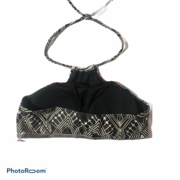 2 piece swimsuit bikini graphic black neck psychedelic pattern medium READ - Picture 8 of 8